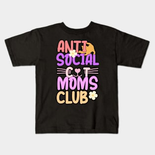 Anti social cat mom's club Kids T-Shirt